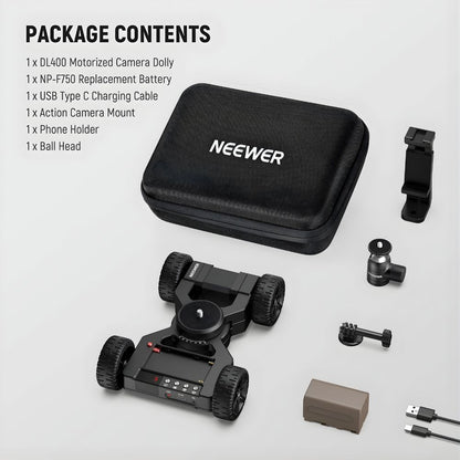 NEEWER DL400 Motorized 4-Wheel Camera Slider Dolly with App Control