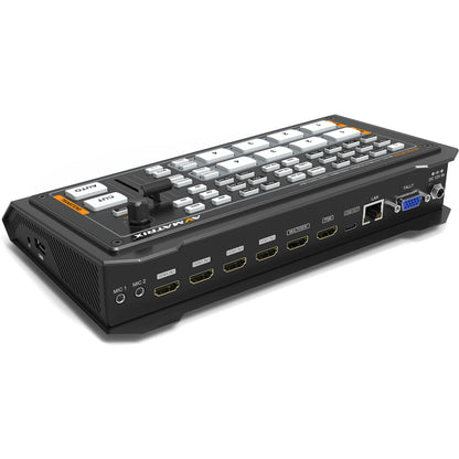 AVMatrix HVS0402U 4 Channel HDMI Live Streaming Video Switcher with T-bar/Auto/Cut Transition Effects, Chroma Key and Luma Key, 2 PIP/POP, 49 Preset Patterns, Audio Mixing/AFV and LAN Port for PC Control Software