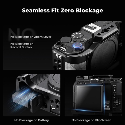 K&F Concept Camera Cage for Canon R50V, CNC Aluminum Arca Base, Cold Shoe 1/4"-20 & 3/8"-16 Mounts