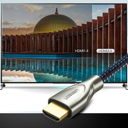 [CLEARANCE] UGREEN 2m 4K Ultra-HD HDMI 2.0 Male to Male Video Connector Cable with Carbon Fiber Cable Jacket for MacBook, PC, Desktop Computer, DVD Player, PS5/PS4/PS3, Xbox One/360, to TV, Monitor, Projector, etc.