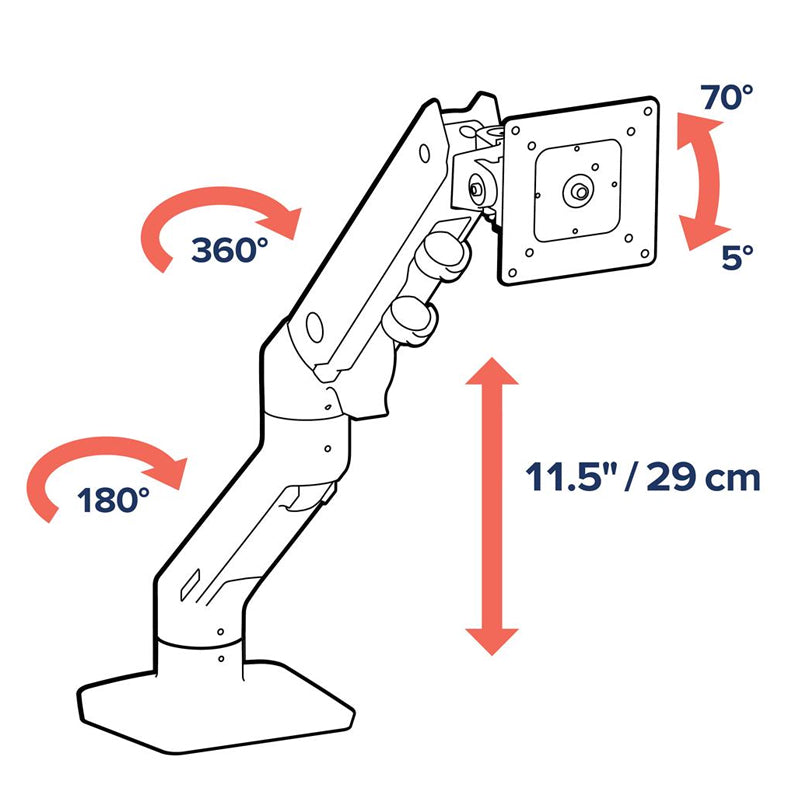 Ergotron HX Heavy Duty Single Desk Monitor Arm Mount Bracket Stand Holder for Up to 42-inch Desktop Monitor Display  (White) 45-475-216