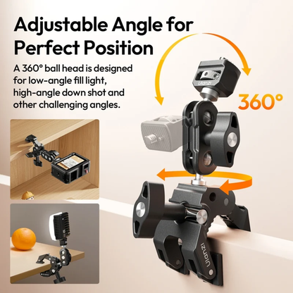 Ulanzi CO78 Super Clamp w/ Magic Arm, Dual Ball Head, 1/4" & 3/8" Thread, Camera Mount | C083 / C084