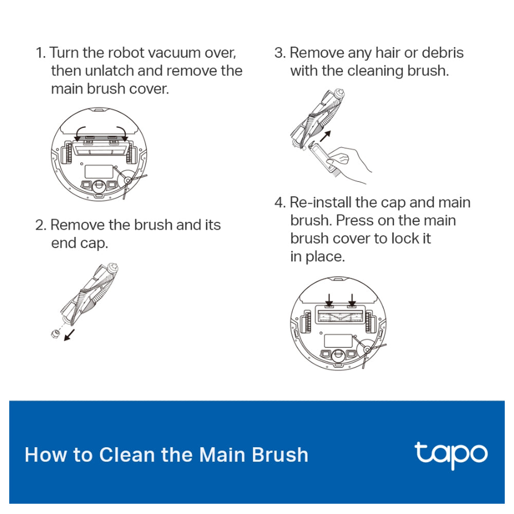 TP-Link TAPO RVA100 / RVA300 Cleaning Accessories for RV30 RV10 & RV30/RV10 Plus SMART Robot Vacuum Cleaner with Main / Side Brush and HEPA Filter Replacement Kit and Washable Mop Cloth