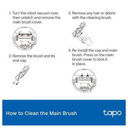 TP-Link TAPO RVA100 / RVA300 Cleaning Accessories for RV30 RV10 & RV30/RV10 Plus SMART Robot Vacuum Cleaner with Main / Side Brush and HEPA Filter Replacement Kit and Washable Mop Cloth