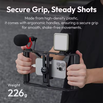 Ulanzi MA05 Universal Smartphone Cage and Bluetooth Remote w/ 5.8cm - 8.9cm Adjustable Phone Holder, Cold Shoe Mounts, ARRI Mounting Holes & Tripod Connectors, 10m Wireless Control Range for Vlog Video Mobile Livestreaming | M007GBB1