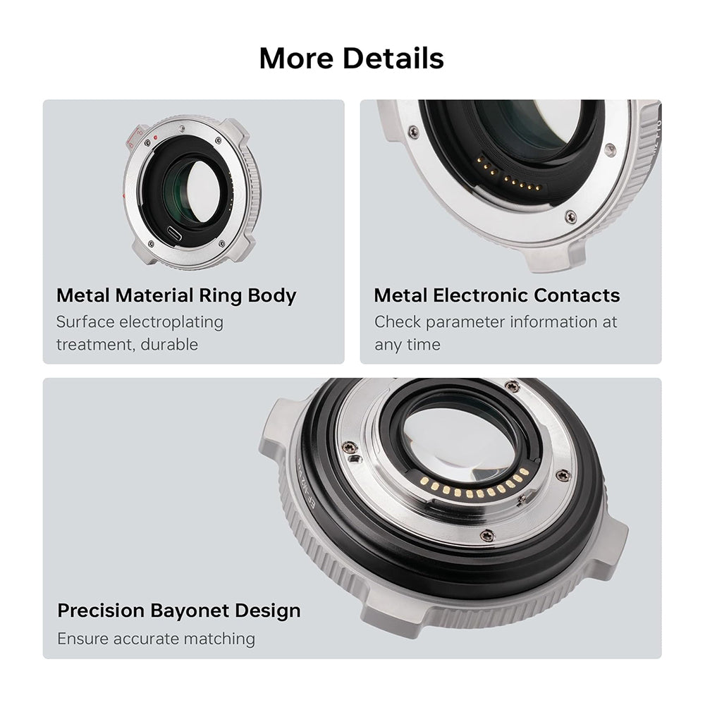 Viltrox EF-M2 Pro Lens Mount Adapter for Canon EOS EF / EF-S Series Lenses to Panasonic Olympus M43 MFT Digital Cameras with AF Autofocus 0.71x Focal Reducer Booster, Rotary Lock, USB Type-C Port, EXIF Signal Transmission & IS Anti Shake Function