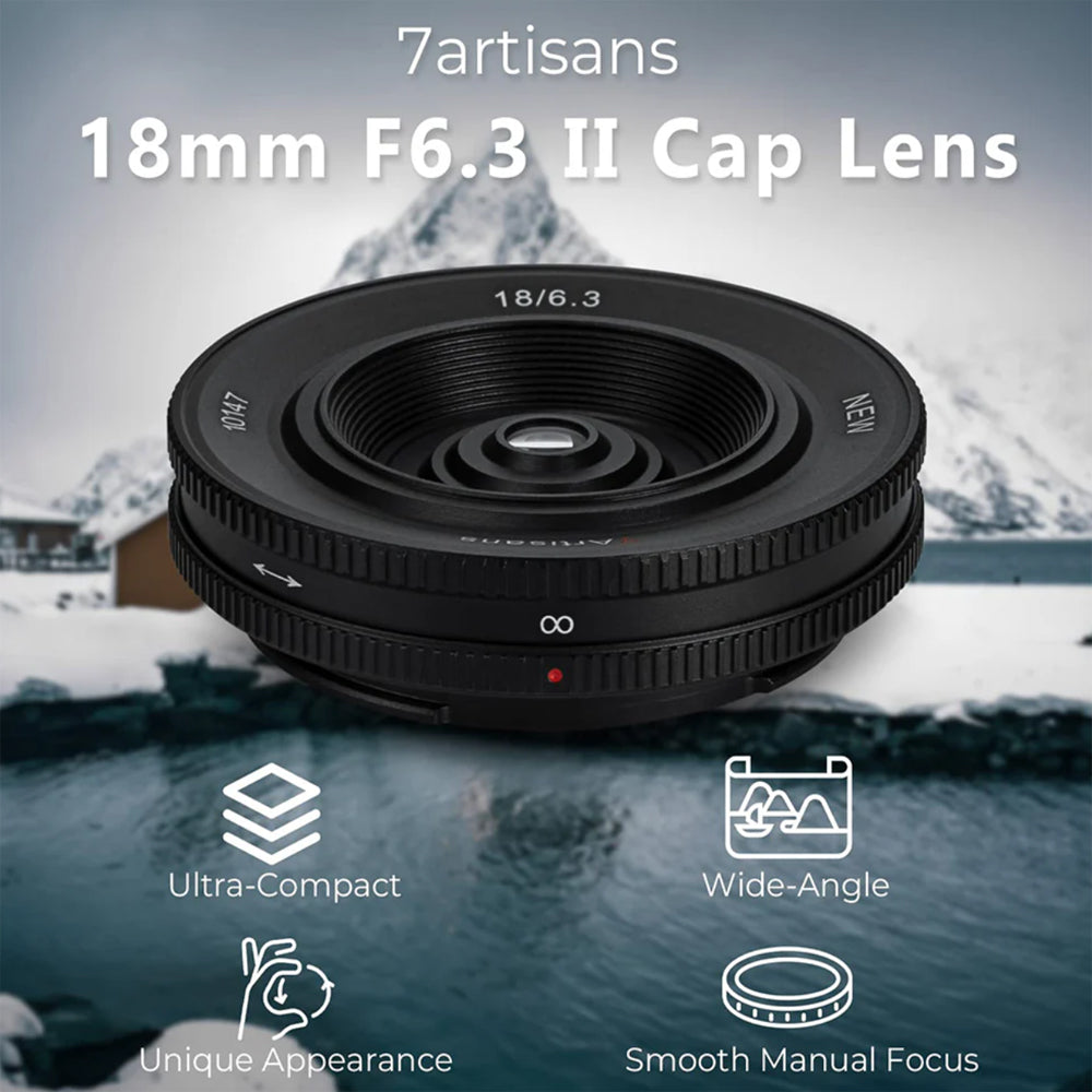 7Artisans 18mm F/6.3 Mark II APS-C Format Fujifilm X Mount Wide Angle Prime Pancake UFO Slim Lens MF Manual Focus for Mirrorless Cameras