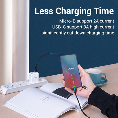 [CLEARANCE] Vention 2-in-1 USB 2.0 to Micro USB and USB Type-C Charging and Data Cable with Interchangeable Plugs for PC, Mac, and Android Phones and Tablets (0.5 M) | CQDBD
