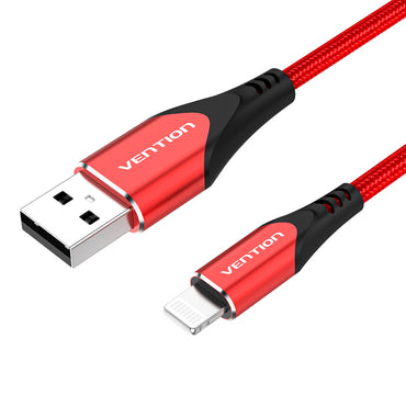 Vention USB 2.0 to Lightning Port Charging and Data Cable for Apple Phones and Tablets (Aluminum, Red, Purple) (0.5M, 1M, 1.5M, 2M) | LAB