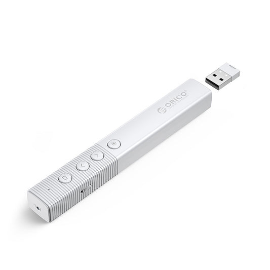 [CLEARANCE] ORICO 2.4GHz Wireless Presentation Remote Clicker (AAA Battery, Built-in Battery) with 50m Control Range, 3R Class Laser, 360° Directional Point, Magnetic USB Receiver for Windows, macOS, Linux, Android | Black, White