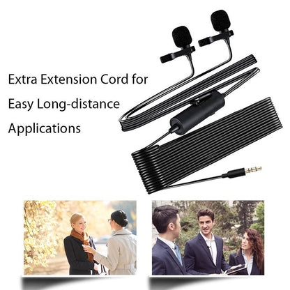 [CLEARANCE] Maono AU-200 AU200 Dual Lavalier Microphones Hands Free Clip-on Lapel Mic with Omnidirectiol Condenser for Camera,DSLR, Android, Smartphone, Tablet, Pad, PC, Laptop, Computer (236in/20ft)