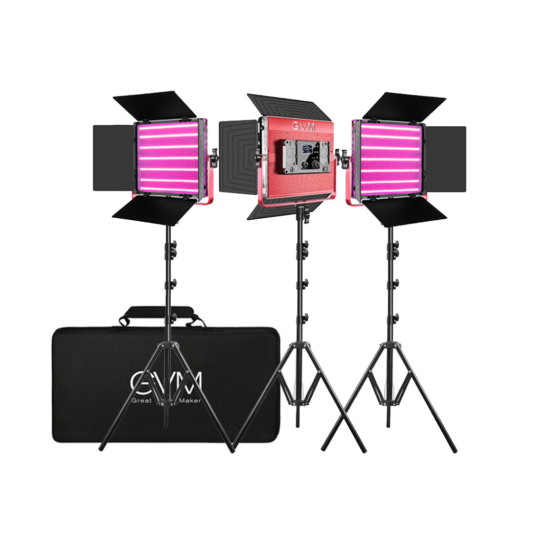 GVM RGB LED Video Bi-Color Soft Light Studio Kit with Wireless Connection, 3200 to 5600K Color Temperature and App Support for Photography and Videography | 1200D-3L