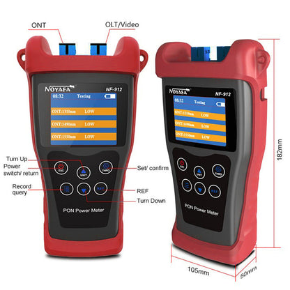 NOYAFA NF-912 PON Optical Power Meter - Digital Fiber Optic Network Cable Tester with Rechargeable Battery & Data Storage
