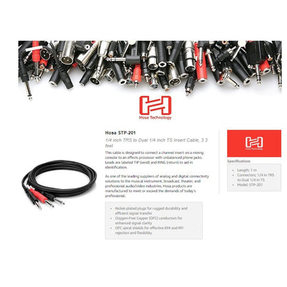 Hosa Technology Stereo 1/4" Male to 2 Mono 1/4" Male Insert Y-Cable - 3.3'