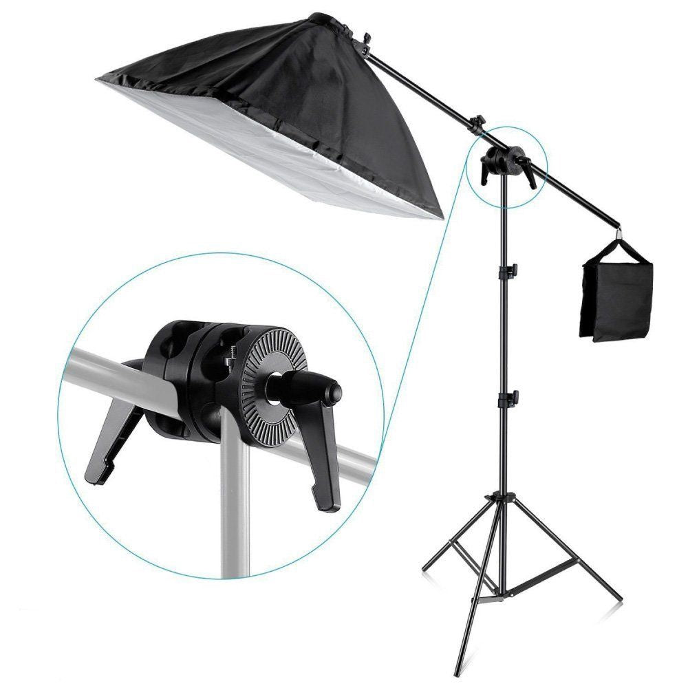 Pxel AA-BA1 Double Dual Grip Swivel Head Bracket for Studio Boom Arm Reflector Holder Stand