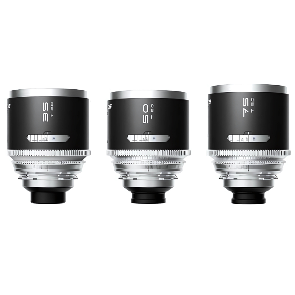 BLAZAR MANTIS 35mm 50mm 75mm T/2.0 1.33x Full Frame Sony E Mount Anamorphic Cine Lens Set Kit, 0.48 Meter to 0.67 Meter Focus Distance, Amber Lens Flare and Signature Oval Bokeh, Rich Visuals for Videography Content Creation