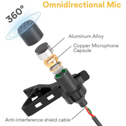 [CLEARANCE] Maono AU-200 AU200 Dual Lavalier Microphones Hands Free Clip-on Lapel Mic with Omnidirectiol Condenser for Camera,DSLR, Android, Smartphone, Tablet, Pad, PC, Laptop, Computer (236in/20ft)