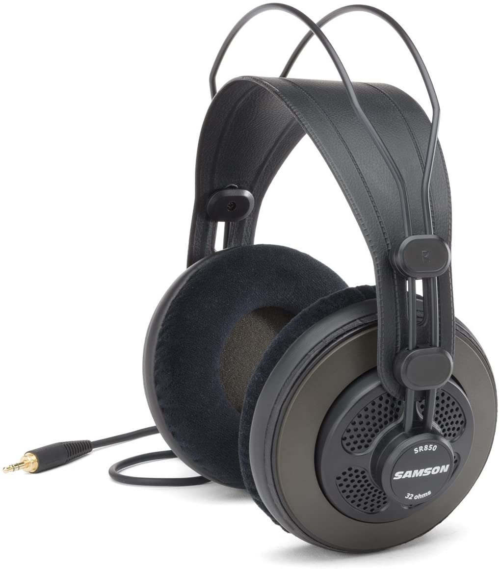 Samson SR850 Studio Wired Over-The-Ear Headphones with High Resolution Audio features (Available in Single or Pair) for Professional Recording and Hi-fi Monitoring