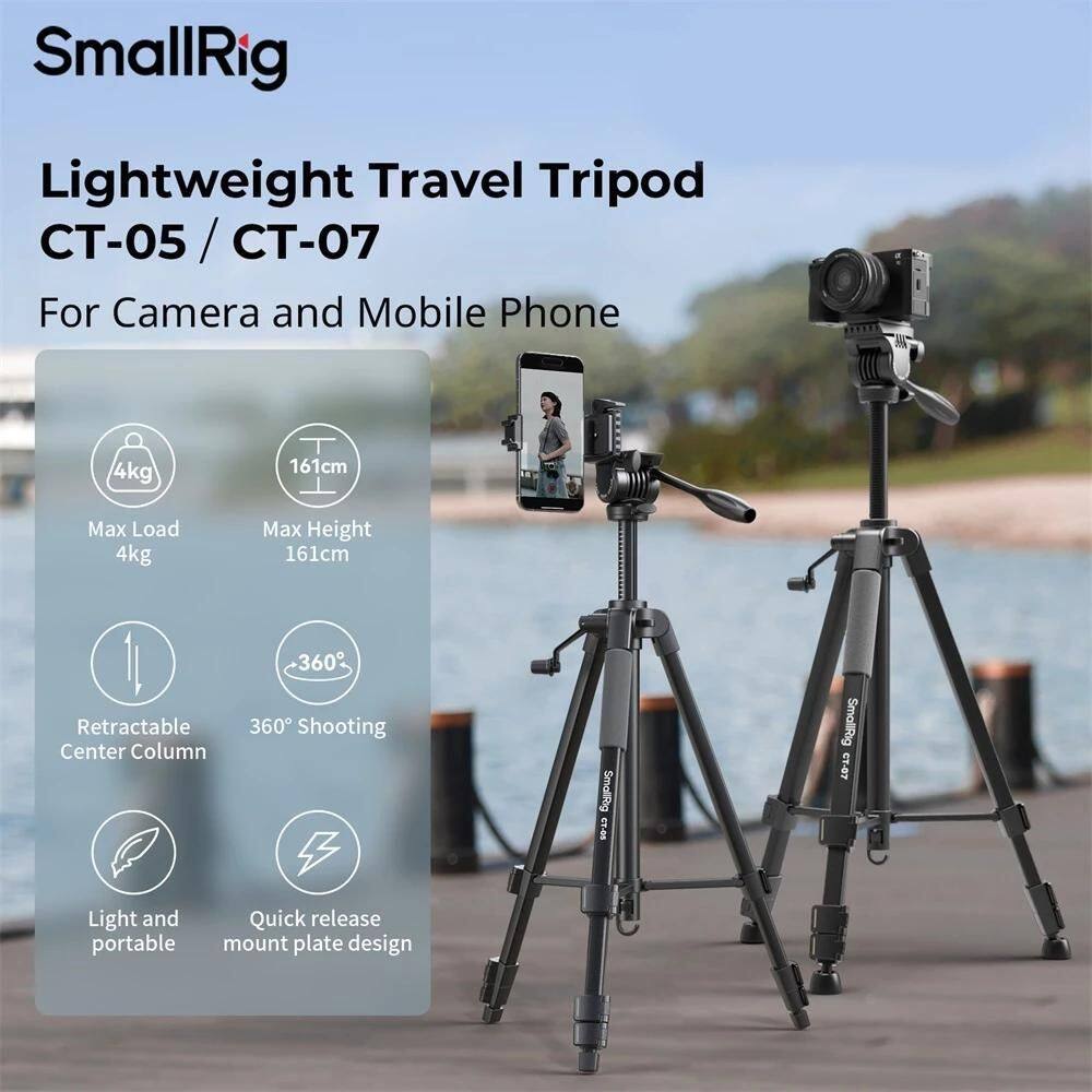 SmallRig Versatile Lightweight Camera Video Tripod with Smartphone Holder, Quick Release Plate, and 151cm (CT-05) / 161cm (CT-07) Maximum Height for Vlogging, Live Streaming, and Content Creation | 4688 4689