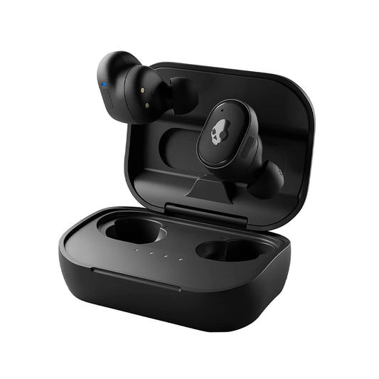 Skullcandy Grind True Wireless Earbuds Bluetooth 5.2 Earphones with 40 Hours Total Battery Life, IP55 Water Resistance, Skull-iQ Smart Feature & Tile Finding Technology and Hands Free Voice Controls (True Black)
