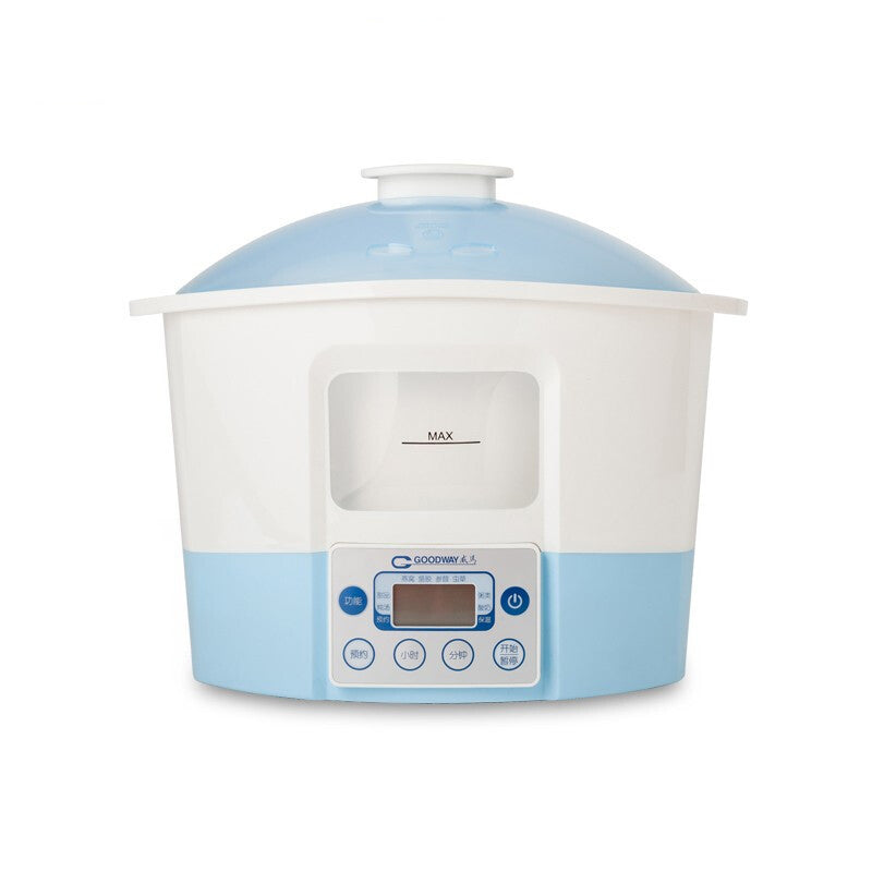 Goodway 1.2L 750W Microcomputer Electric Water Stew Pot Cooker with Ceramic Inner Pot, Automatic Temperature Controls, and Keep Warm Function for Soups, Rice Porridge, and Braised Cooking GSP-351-14