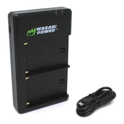 Wasabi Power NP-F750 (2 Pack) 7.2V 4900mAh Battery and Dual USB Charger Kit with Power Indicators for Select Atomos, Blackmagic Design, Sony L-Series NP-F770, NP-F550, NP-F960 and HDR-AX2000, HDR-FX1 Digital Video Camera | JG Superstore