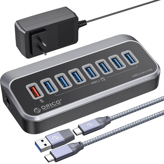 ORICO USB 3.2 Gen 1 5Gbps Multi-Port Type-C Hub with (Optional) TF/SD Card Reader and Power Supply with 18W PD Charging - Supports Windows, macOS, and Linux Systems for PCs, Desktop Computers, and Laptops - USB Hubs & Docking Stations