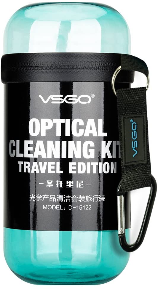 VSGO DKL-15B DSL Camera Lens Cleaning Kits: Lens Cleaner, Lens Cleaning Pen, Microfiber Cloth, Air Blower, Wet Wipe, Suede Screen Cleaning Cloth and Waterproof Bottle Container