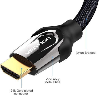 Vention 4K HDR Nylon Braided HDMI Cable with 18 Gbps High Speed Ethernet and Dolby True Audio Support (0.75m, 1m, 1.5m, 2m, 3m) | VAA-B05 | JG Superstore