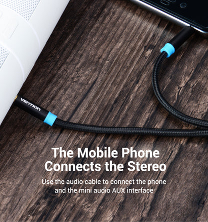 Vention Audio 3.5mm Male to Male Cotton Braided Cable (P350) AUX Cord for Computer, Smartphone, MP3, Car & Stereos
