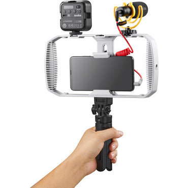 Godox VK1 Vlogging Kit with LED6R LED Light, Smartphone Rig, Tripod and Microphone for Livestreaming, Vlogging and Meetings