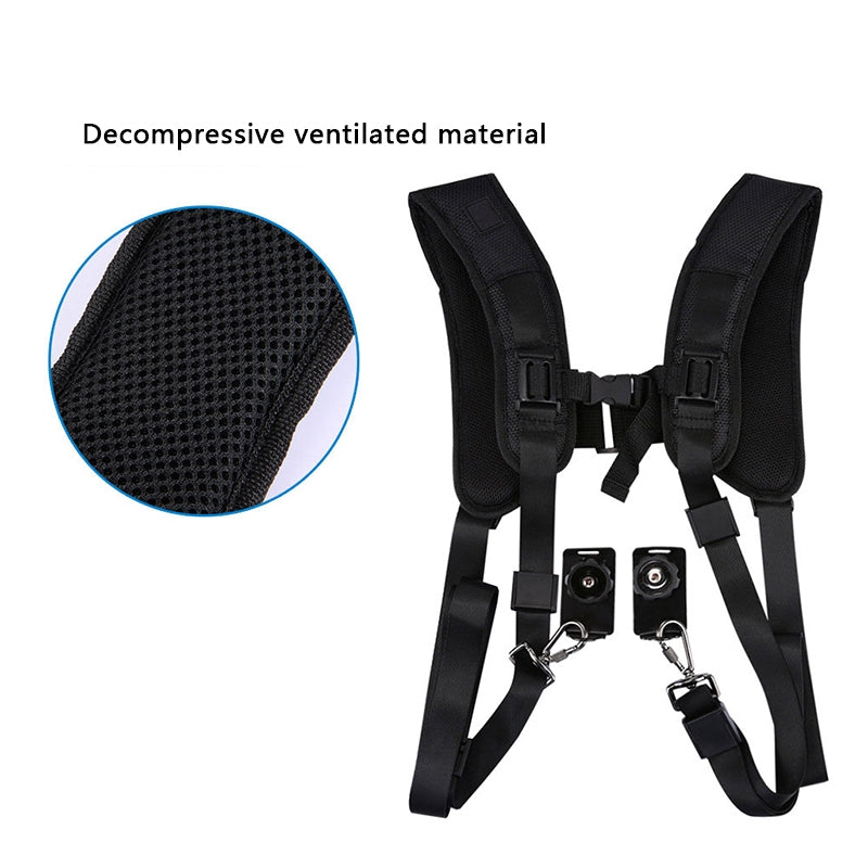 Pxel AA-CS2 Black Double Quick Rapid Camera Shoulder Neck Strap Belt Sling for Canon Nikon Sony Pentax Olympus Panasonic DSLR