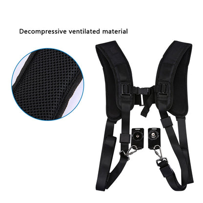 Pxel AA-CS2 Black Double Quick Rapid Camera Shoulder Neck Strap Belt Sling for Canon Nikon Sony Pentax Olympus Panasonic DSLR