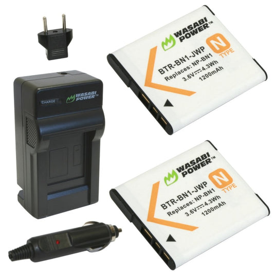 Wasabi Power Battery NP-BN1 (2-Pack) BN1 and Charger for Sony Cyber-shot | JG Superstore