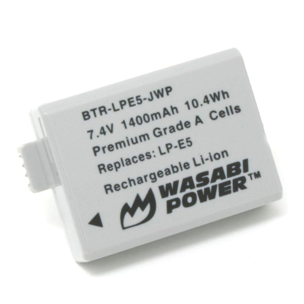 Wasabi Power Battery LP-E5 (2-Pack) E5 and Dual USB Charger for Canon LP-E5 and Canon EOS 450D, 500D, 1000D, Kiss F, Kiss X2, Kiss X3, Rebel XS, Rebel XSi, Rebel T1i LPE5  | JG Superstore