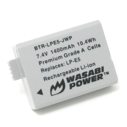 Wasabi Power Battery LP-E5 (2-Pack) E5 and Dual USB Charger for Canon LP-E5 and Canon EOS 450D, 500D, 1000D, Kiss F, Kiss X2, Kiss X3, Rebel XS, Rebel XSi, Rebel T1i LPE5  | JG Superstore