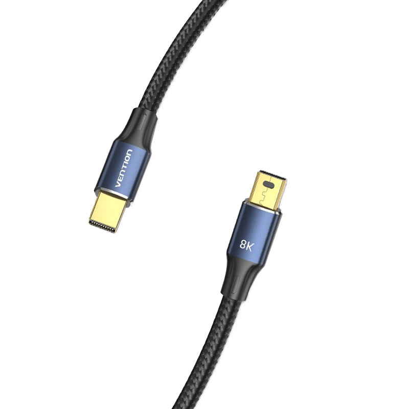 Vention 8K UHD 60Hz Mini DP DisplayPort 1.4 Male to Male Gold Plated Audio / Video Cable with HDR support, 32.4Gbps Bandwidth and Cotton Braided Sheathing for Monitors and Projectors (1.5 Meters, 2 Meters) HCGLG HCGLH