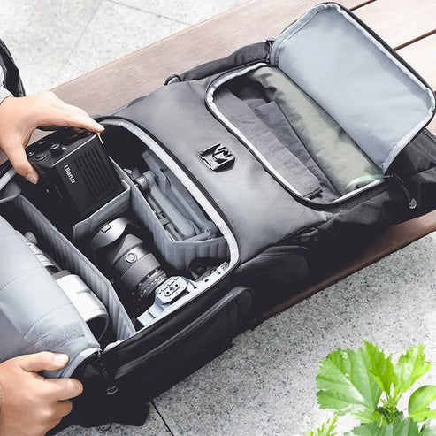 Ulanzi BT01 25.5L Business Travel Camera Backpack Bag with Splash-Proof Exterior, Expandable Storage Up to 32L, Tripod Holder, 15" Laptop Compartment, Quick Access Side Pocket, and Adjustable Dividers for Sony FUJIFILM Canon Nikon LUMIX