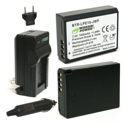Wasabi Power Battery LP E10 (2-Pack) and Dual Charger for Canon LP-E10 and Canon EOS 1100D, 1200D, 1300D LPE10  | JG Superstore