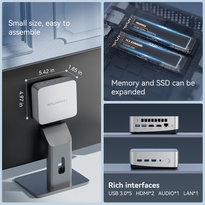 LeaderHub LP5C Mini PC w/ Intel Core i5-12450HX 16GB DDR4 512GB SSD Dual 4K 60Hz HDMI