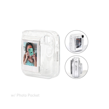 Pikxi Fujifilm Instax Mini 13 Transparent Crystal Camera Protective Case w/ Photo Pocket & Strap