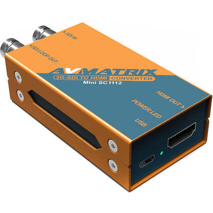 [CLEARANCE] AVMatrix Mini SC1112 3G-SDI to HDMI / Mini SC1221 HDMI to 3G-SDI Pocket-Size Broadcast Converter 1080p60 with AC Power Adapter, LED Power Indicator, Micro USB Port, and Mounting Bracket