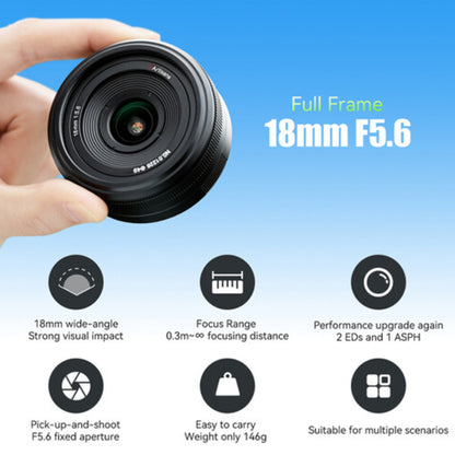 7Artisans 18mm F/5.6 Full Frame Format Sony E Mount Wide Angle Prime Pancake UFO Slim Lens MF Manual Focus for Mirrorless Cameras