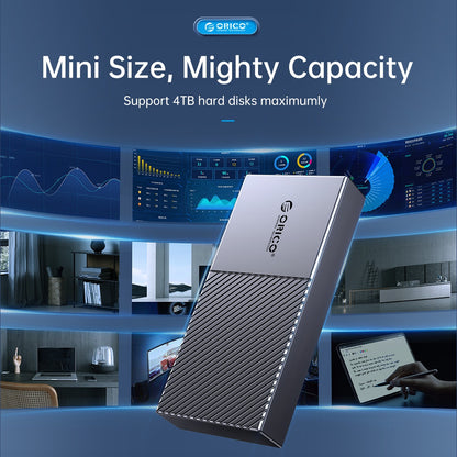 [CLEARANCE] ORICO M206C3-G2 SATA to USB 3.2 Gen2 M.2 NVMe SSD Enclosure with Built-in Aluminum Alloy Heatsink, 2-in-1 USB-C to C/A Data Cable, 10Gbps Fast Data Transmission Rate, 4TB Max. Supported Capacity for Windows, macOS, Linux, Android