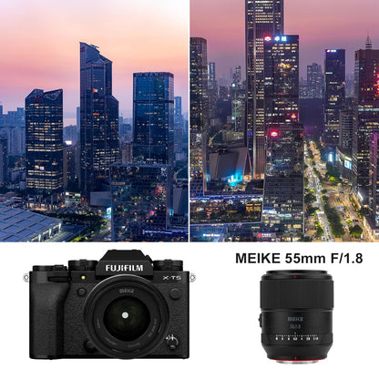 Meike 55mm F/1.8 Pro AF Portrait-Length Prime Lens Full Frame FUJIFILM X Mount, Fast Aperture, Autofocus / Manual Focus Mode, STM Stepping Motor and USB Port for Firmware Upgrades for Photography