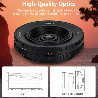 7Artisans 18mm F/6.3 Mark II APS-C Format Fujifilm X Mount Wide Angle Prime Pancake UFO Slim Lens MF Manual Focus for Mirrorless Cameras