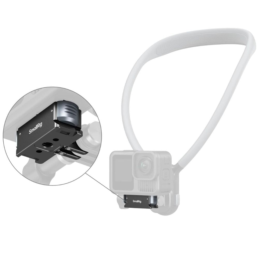 SmallRig QR Quick Release Adapter Mount for GoPro HERO13 Black Action Camera with Folding 2-Prong Base, 1/4"-20 Mounting Threads, Non-Slip Silicone Pads | 5437