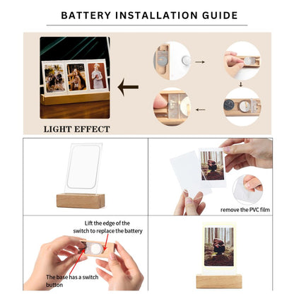 [CLEARANCE] Pikxi Wooden Tabletop LED Photo Frame Display for Fujifilm Instax Mini Photo Film | Music