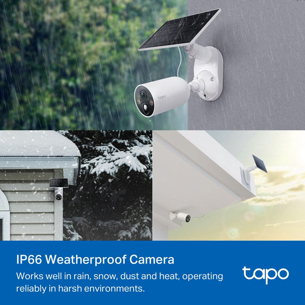 TP-Link Tapo C425 Solar Powered 2K QHD 4MP Smart AI CCTV Camera Kit with 10000mAh Battery, Color Night Vision, IP66 Weatherproof, 512GB MicroSD Slot for Home Security