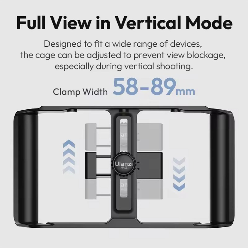 Ulanzi MA05 Universal Smartphone Cage and Bluetooth Remote w/ 5.8cm - 8.9cm Adjustable Phone Holder, Cold Shoe Mounts, ARRI Mounting Holes & Tripod Connectors, 10m Wireless Control Range for Vlog Video Mobile Livestreaming | M007GBB1